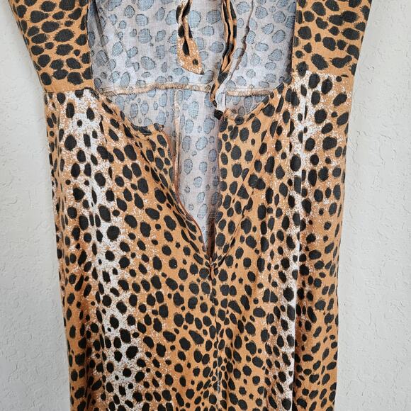 Asos Tie Back Linen Maxi Dress in Leopard Print Women's 6 Casual Weekend - Picture 3 of 12